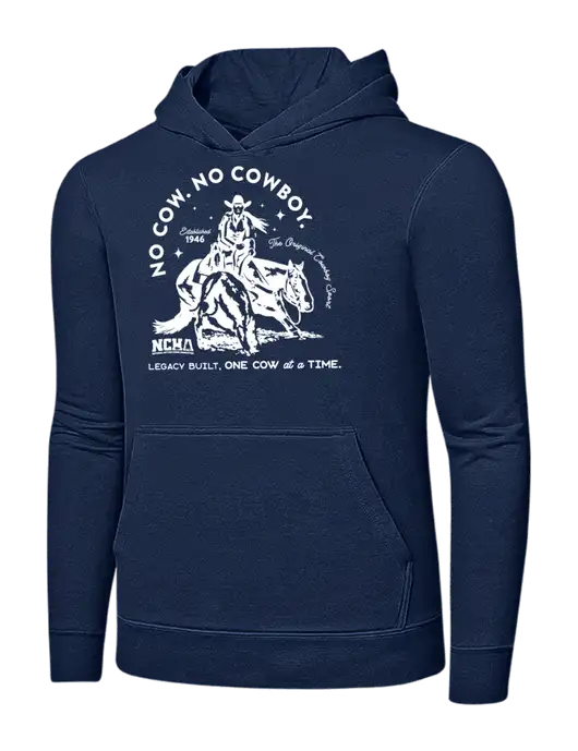 Navy 7.8 oz Ring Spun Hooded Sweatshirt w/No Cow No Cowboy Logo