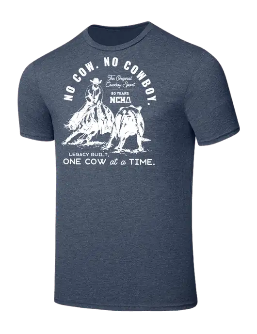 Seriously Soft Heathered Navy T-Shirt w/No Cow No Cowboy Logo