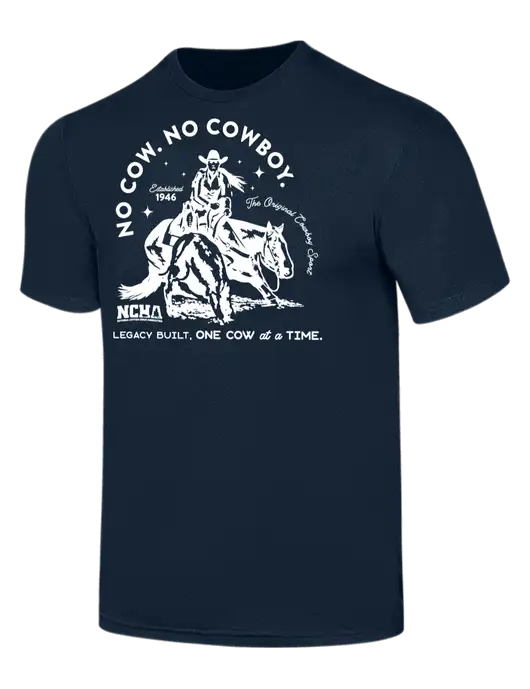 Simply Soft Navy 4.5oz  Poly/Combed Ring Spun Cotton T-Shirt w/No Cow No Cowboy Logo