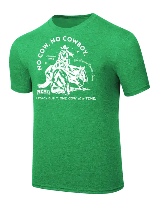 Simply Soft Kelly Green Frost 4.5oz  Poly/Combed Ring Spun Cotton T-Shirt w/No Cow No Cowboy Logo