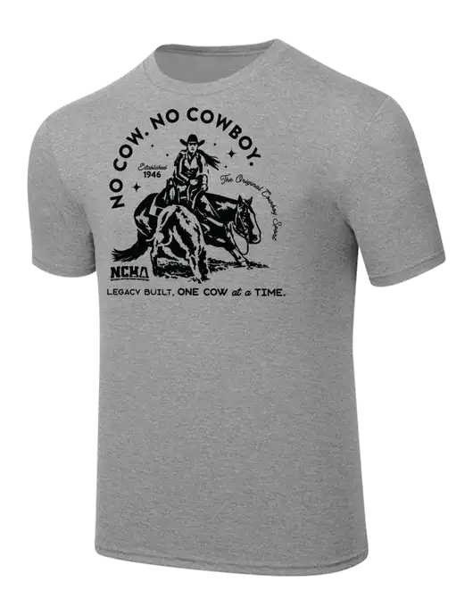 Simply Soft Heathered Light Grey 4.5oz  Poly/Combed Ring Spun Cotton T-Shirt w/No Cow No Cowboy Logo