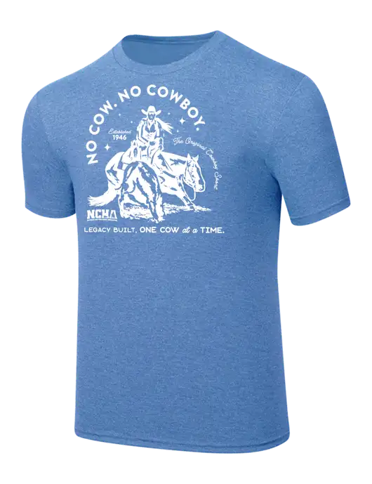 Simply Soft Carolina Blue Frost 4.5oz  Poly/Combed Ring Spun Cotton T-Shirt w/No Cow No Cowboy Logo
