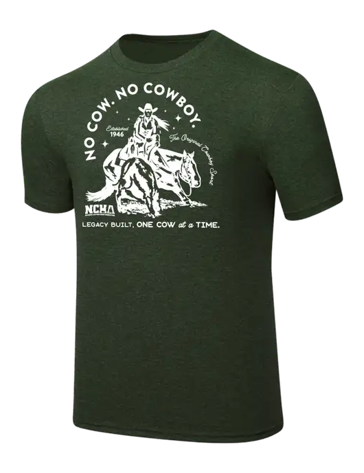 Simply Soft Heathered Forest Green 4.5oz  Poly/Combed Ring Spun Cotton T-Shirt w/No Cow No Cowboy Logo